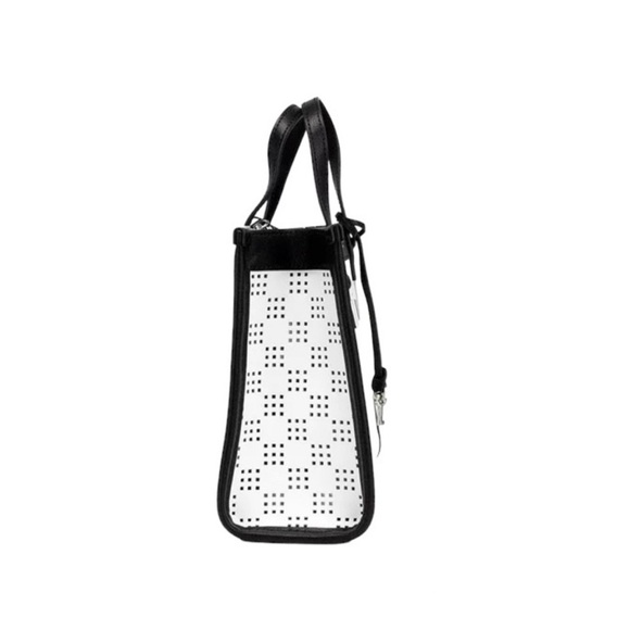 Marc Jacobs Mini Grind Cotton Perforated Leather Crossbody Tote Bag Purse - Picture 11 of 11